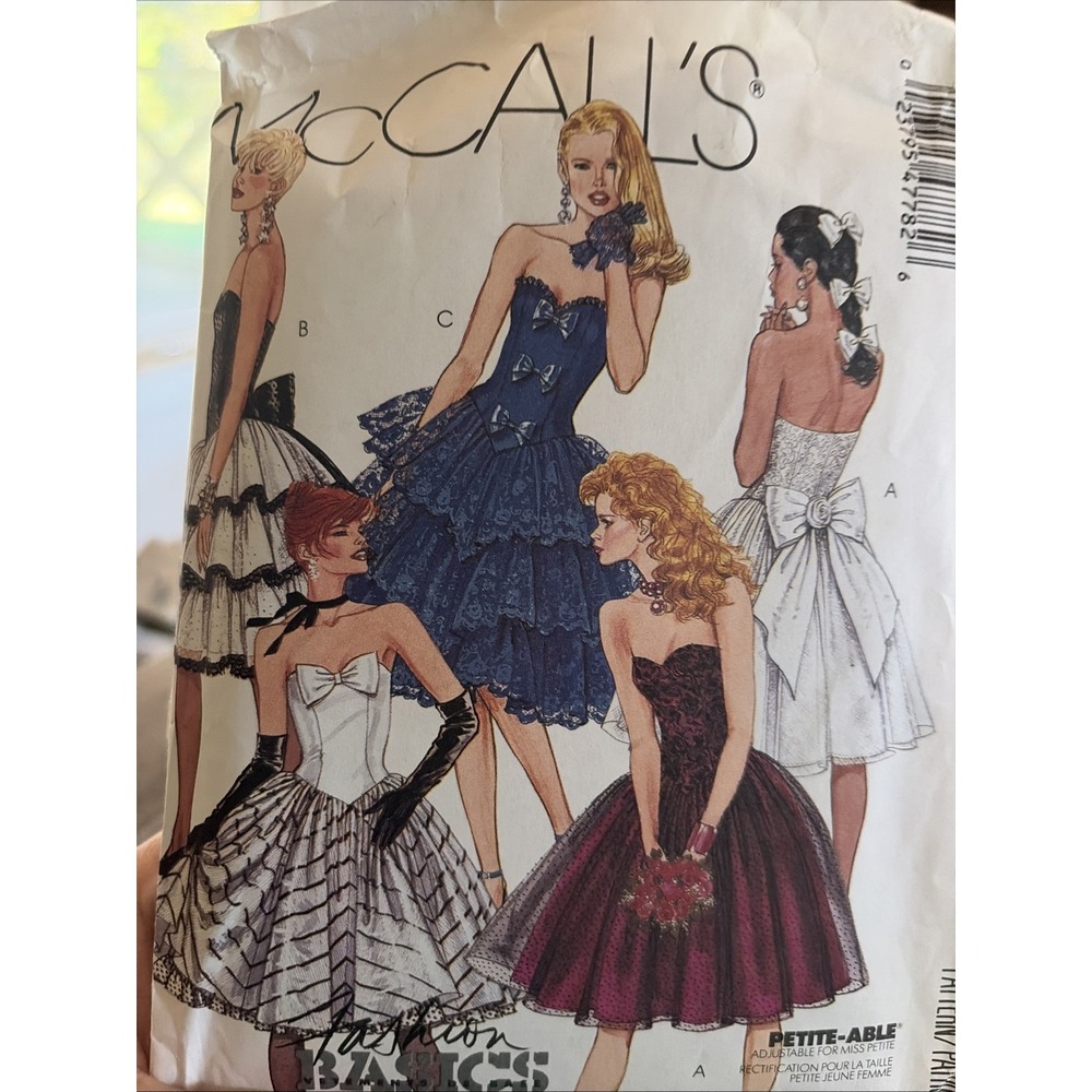 Vtg McCalls 4778 Size 8 Strapless Party Dress Formal Gown Sewing Pattern Uncut